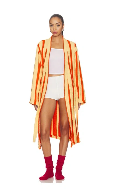 Dusen Dusen Waffle Bathrobe In Multi