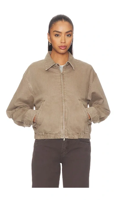 Agolde Elasticated-hem Denim Jacket In Neutral