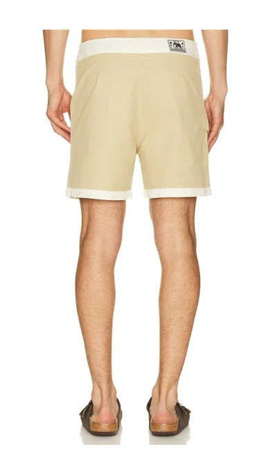 Rhythm Heritage Hem Swim Trunk In Neutral