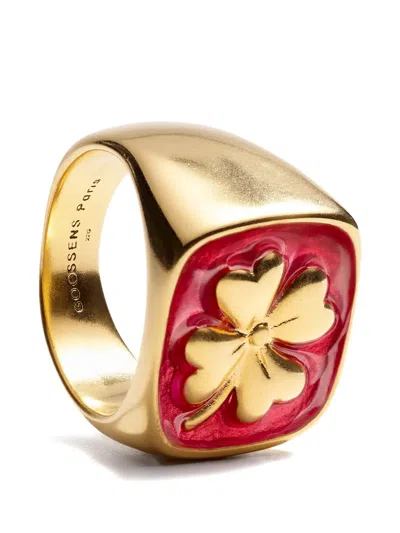 Goossens Mini Trèfle Signet Ring In Multi