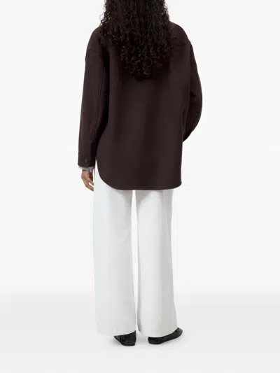 Closed Button-up Oversized Jacket In Brown