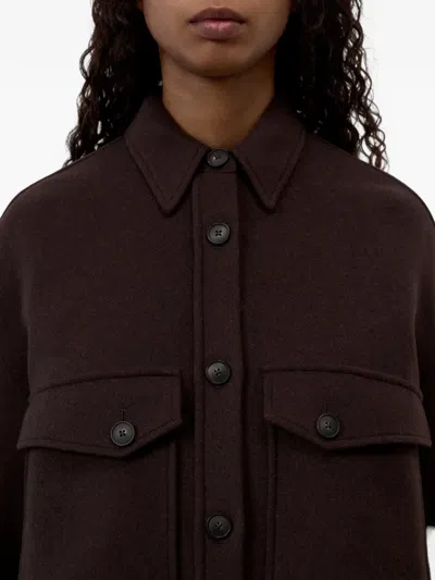 Closed Button-up Oversized Jacket In Brown