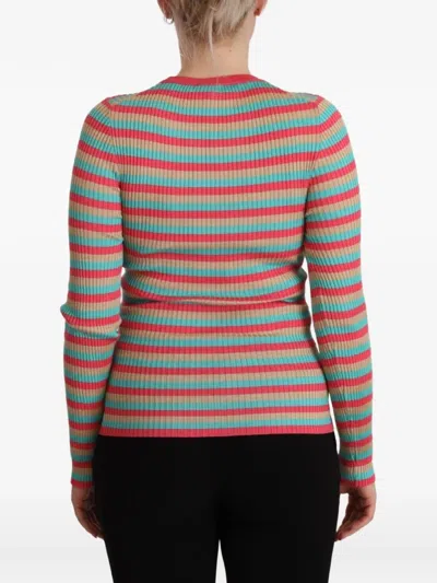 Dolce & Gabbana Multicolor Stripes Silk Crew Neck Pullover Top In Multi