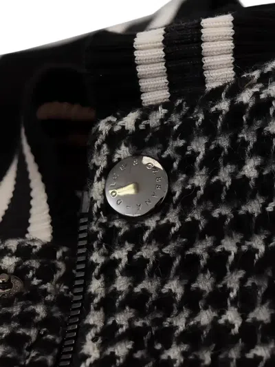 Dolce & Gabbana Houndstooth-pattern Distressed Bomber Jacket In Black