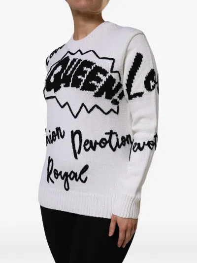 Dolce & Gabbana White Wool Knit Crew Neck Pullover Sweater In White
