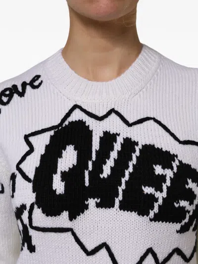 Dolce & Gabbana White Wool Knit Crew Neck Pullover Sweater In White