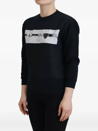 Philippe Model Black Printed Long Sleeves Pullover Sweater In Blue