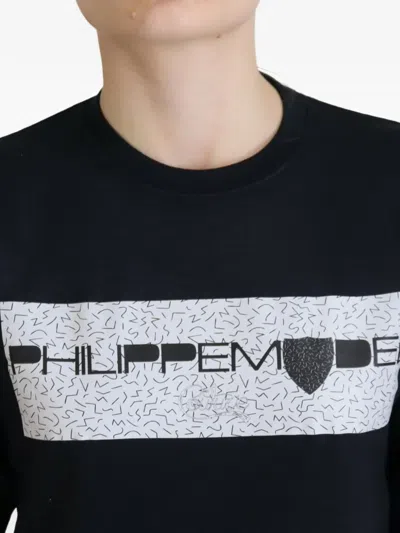 Philippe Model Black Printed Long Sleeves Pullover Sweater In Blue