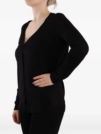Dolce & Gabbana Wool V Neck Long Sleeve Pullover Top In Black