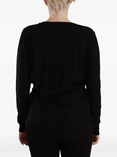 Dolce & Gabbana Wool V Neck Long Sleeve Pullover Top In Black