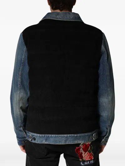 Dolce & Gabbana Blue Cotton Elastan Polyamide Polyester Jacket In Black