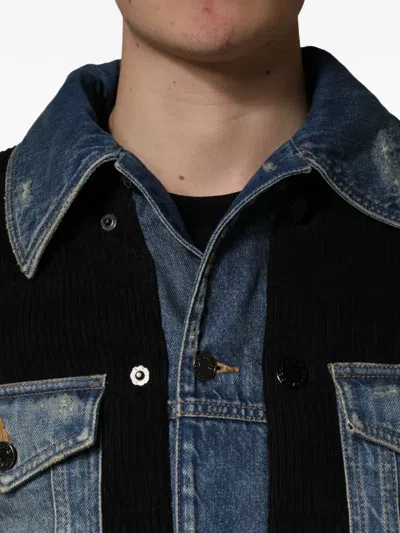 Dolce & Gabbana Blue Cotton Elastan Polyamide Polyester Jacket In Black