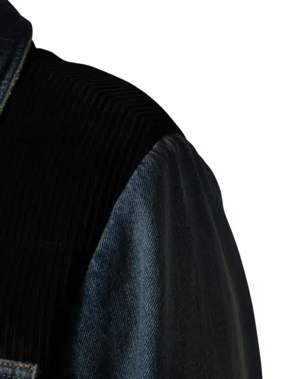 Dolce & Gabbana Blue Cotton Elastan Polyamide Polyester Jacket In Black