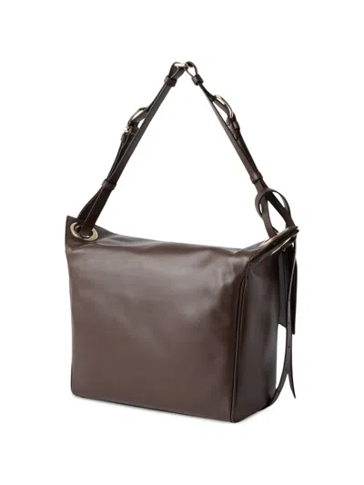 Furla Rectangular Brown Shoulder Bag With Polished Surface In Black