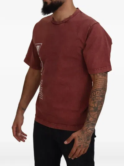Dolce & Gabbana Maroon Print Round Neck Short Sleeve T-shirt In Red