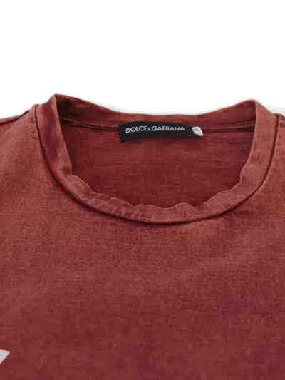 Dolce & Gabbana Maroon Print Round Neck Short Sleeve T-shirt In Red