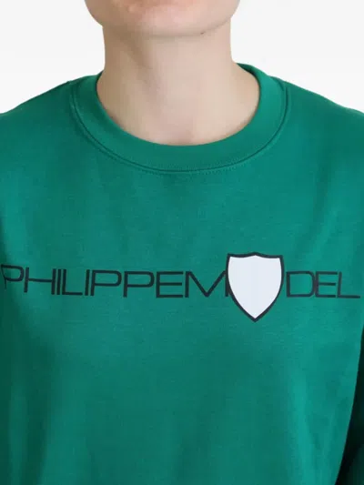 Philippe Model Green Printed Long Sleeves Pullover Sweater In Green