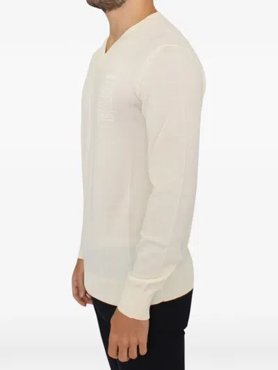 Ermanno Scervino V Neck Wool Blend Mens Pullover In Neutral