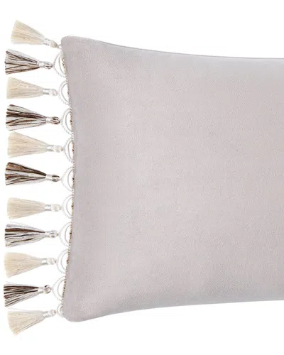 Rose Tree Belle Velvet Decorative Rectangular Throw Pillow In Gray