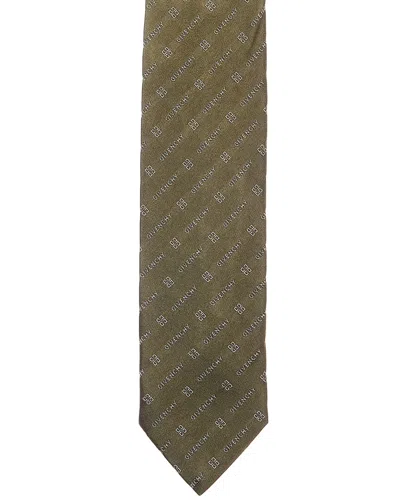 Givenchy 4g Diagonal Silk Tie In Green