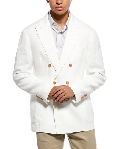Brunello Cucinelli Patched Pocket Double-breasted Plain Dinner Jacket In White