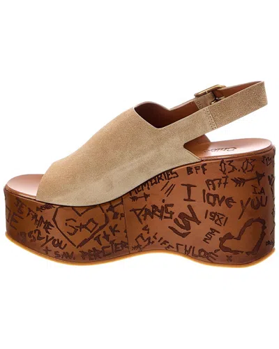 Chloé Maxime Suede Wedge Sandal In Neutral