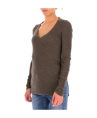 Uma Wang Rib Knitted Pullover In Brown
