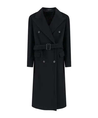Tagliatore Structured Double-breasted Jacket With Flap Pockets In Black