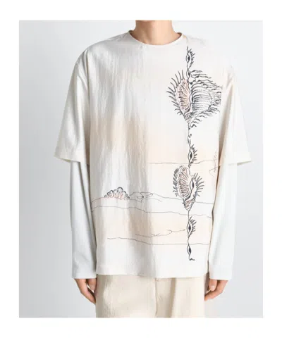 Lemaire Button Printed T-shirt In White