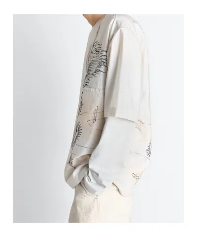 Lemaire Button Printed T-shirt In White