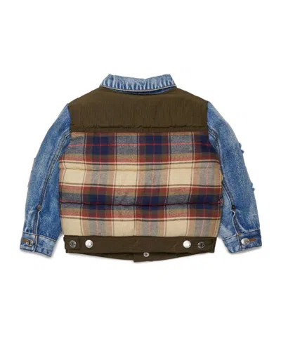 Dsquared2 Patchwork Padded Jacket In Blue