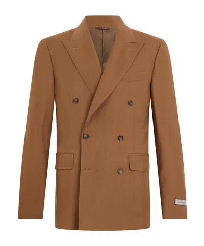 Canali Double-breasted Peak-lapel Blazer In Brown