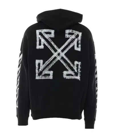 Off-white Drawstring Hooded Sweatshirt In Black