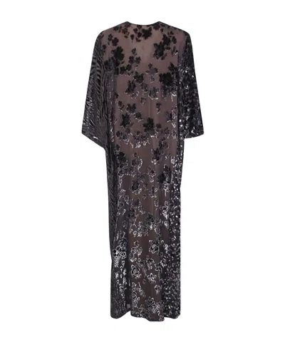 Pierre-louis Mascia Patchwork-pattern Burnout-effect Maxi Dress In Black