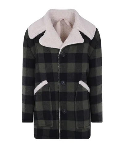 N°21 Check-pattern Fleece-trim Jacket In Multi