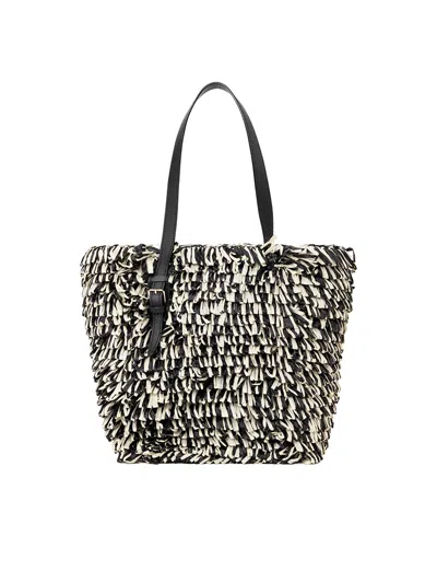 Valextra Wavy-pattern Raffia Tote Bag In Purple