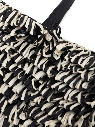 Valextra Wavy-pattern Raffia Tote Bag In Purple
