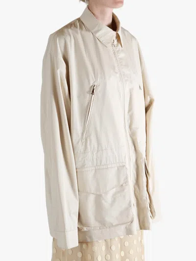 Rier Multi-pocket Zip-up Coat In Brown