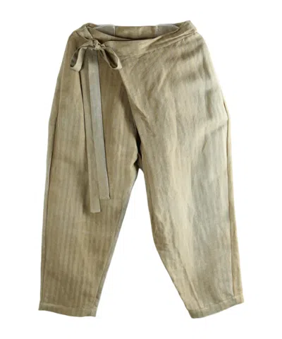 Uma Wang Herringbone-pattern Wrap-style Trousers In Brown