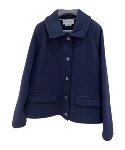 Thom Browne Double-face Jacquard Jacket In Blue