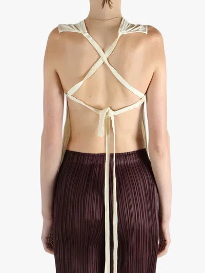 Rier Tied Open Back T-shirt In White