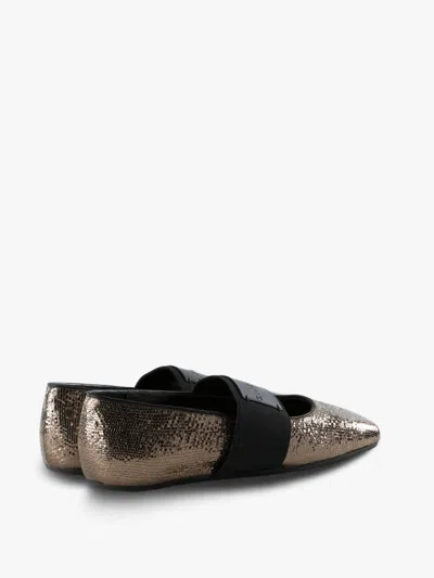 Givenchy Sliced Square Ballerinas In Textured Leather In Gold