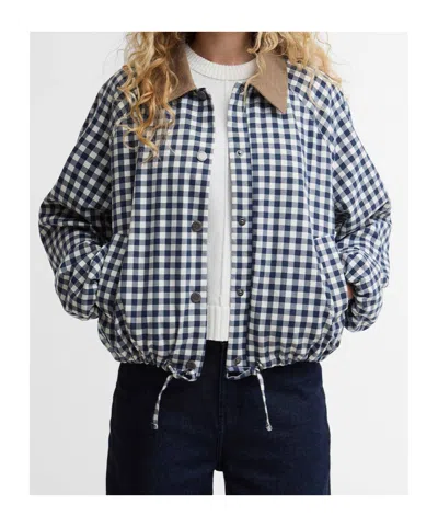 Barbour Ovingham Gingham Bomber Jacket In Gray