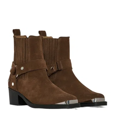 Anine Bing Tan Mid Biker Boots In Brown