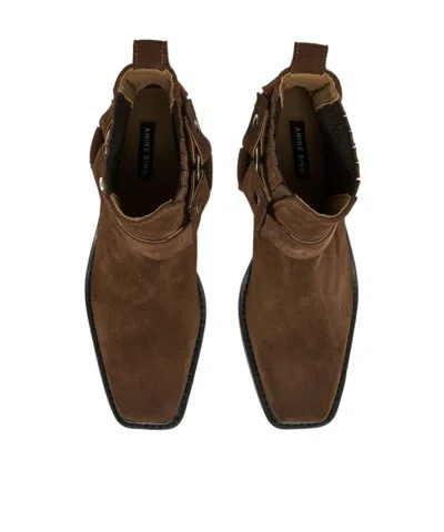 Anine Bing Tan Mid Biker Boots In Brown