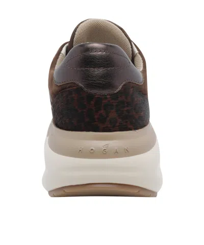 Hogan Maxi Active Lace Up Leather Sneakers In Brown