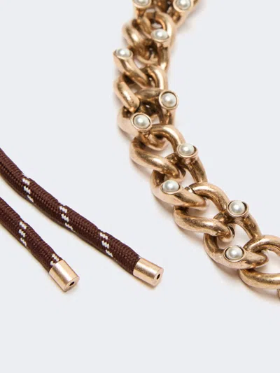 Weekend Max Mara Weekend-ready Chain And Rope Necklace With Adjustable Leather-lace Closure In Multi