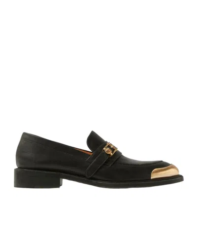 Versace Primo Leather Loafers In Black
