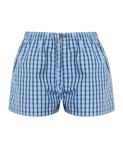 Vetements Checked-pattern Mini Shorts In Blue