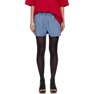 Vetements Checked-pattern Mini Shorts In Blue